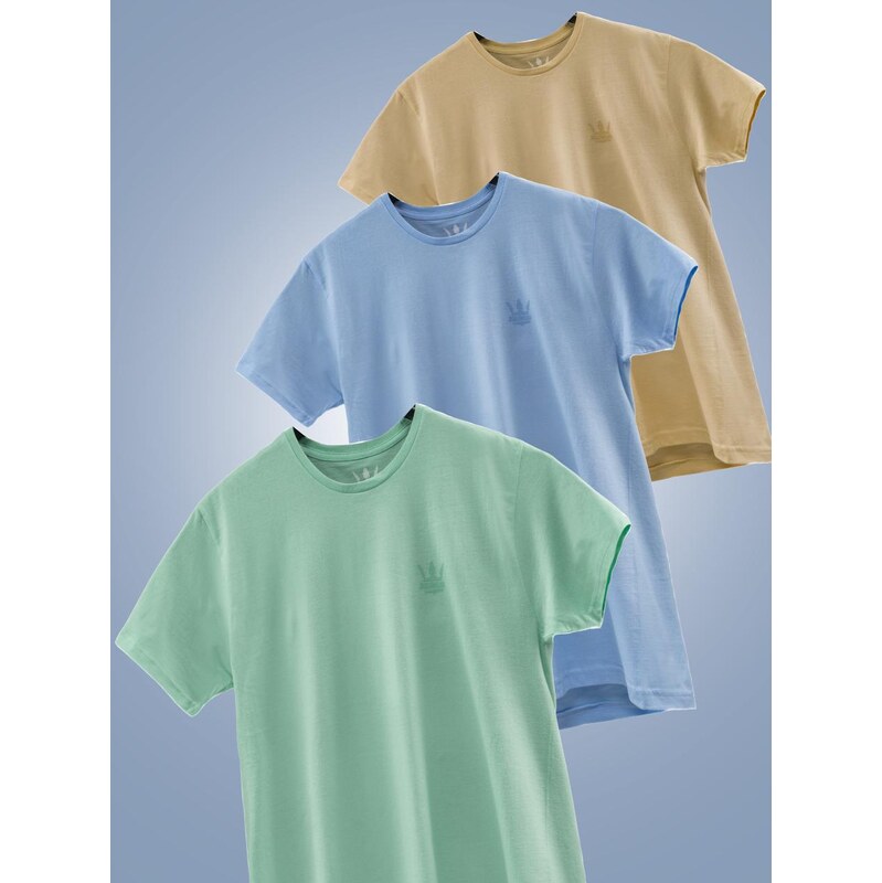 Sada 3 pánských triček béžová / mentolová / modrá Jigga Wear