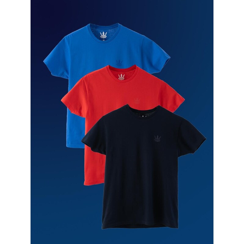 Sada 3 triček modrá / červená / námořnická modrá Jigga Wear