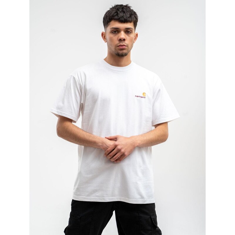 Pánské bílé tričko Carhartt WIP American Script s krátkým