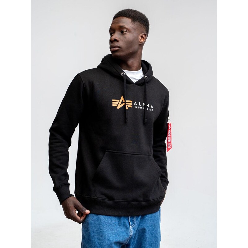 Pánská mikina s kapucí černá Alpha Industries Alpha Label