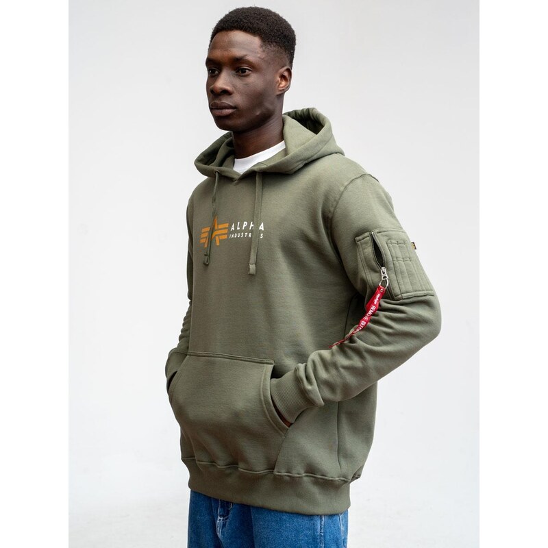 Pánská mikina s kapucí Green Alpha Industries Alpha Label