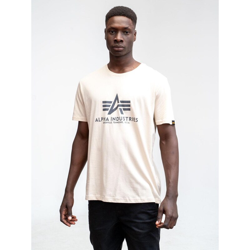 Pánské béžové tričko Alpha Industries Basic s krátkým rukávem