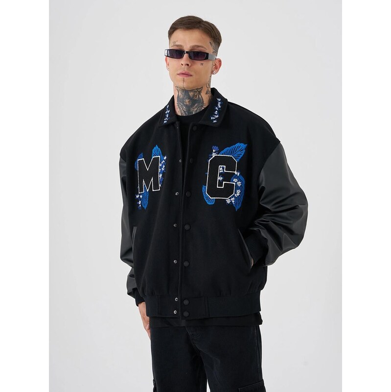 Pánská baseballová bunda Oversize Black Machinist Solid MC