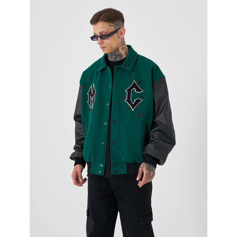 Pánská baseballová bunda Oversize Zelená Machinist MC