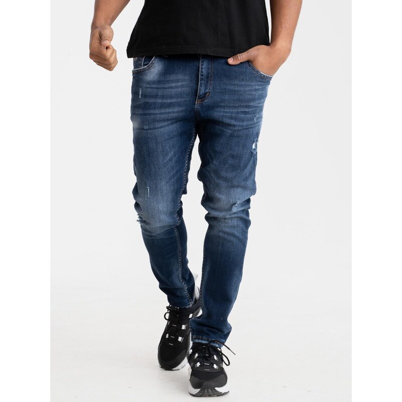 Pánské džínové kalhoty skinny fit tmavě modré i8 Denim Never