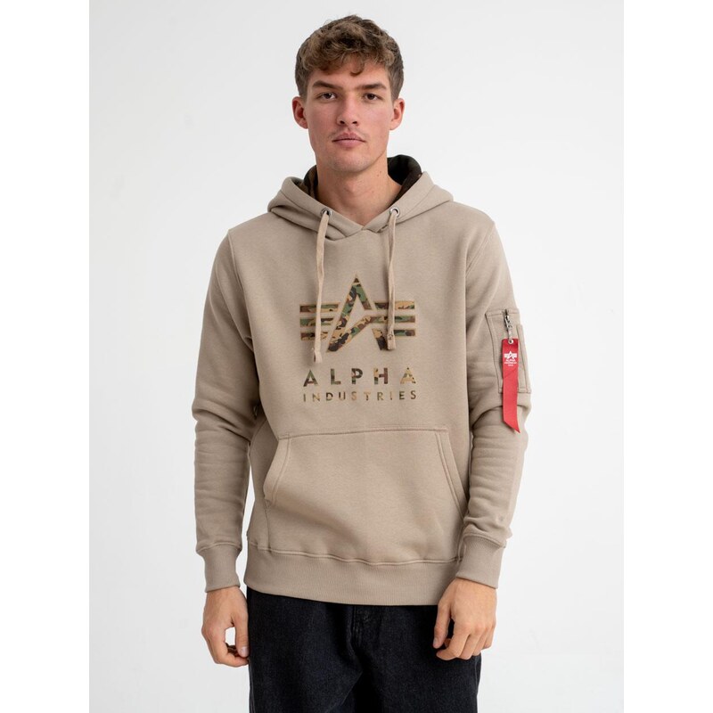 Pánská béžová mikina Alpha Industries Camo TPU Hoodie