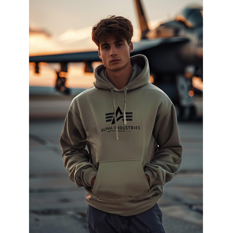Pánská mikina Alpha Industries Basic Olive Hoodie