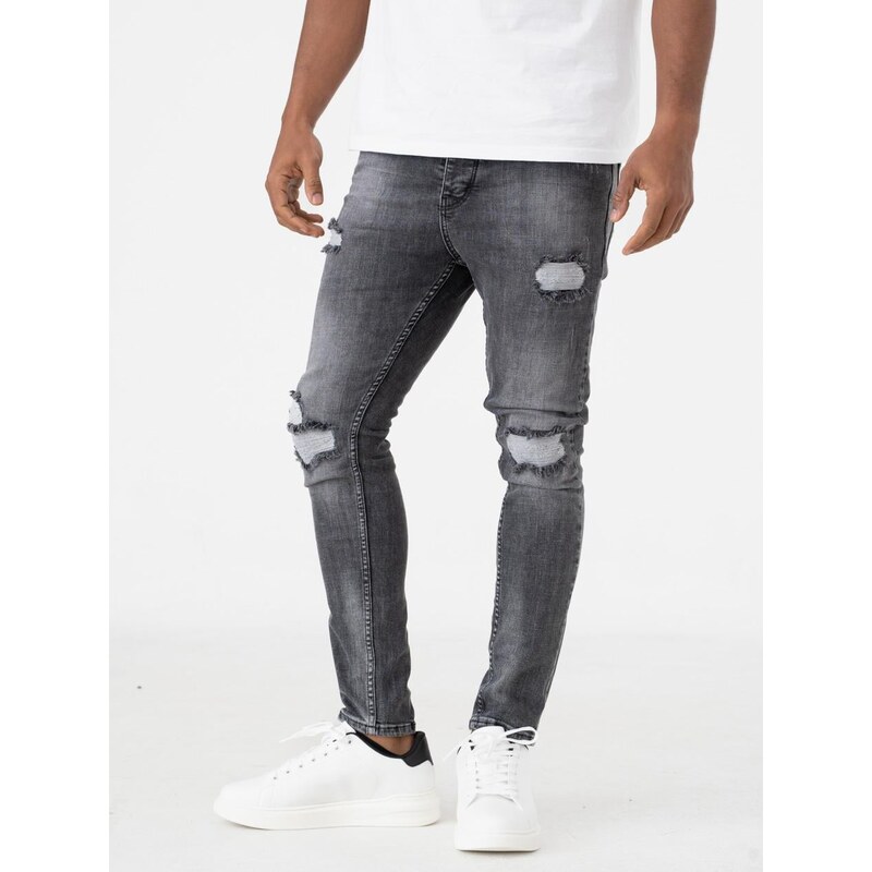 Pánské džínové kalhoty skinny fit tmavě šedé i8 Denim One Planet