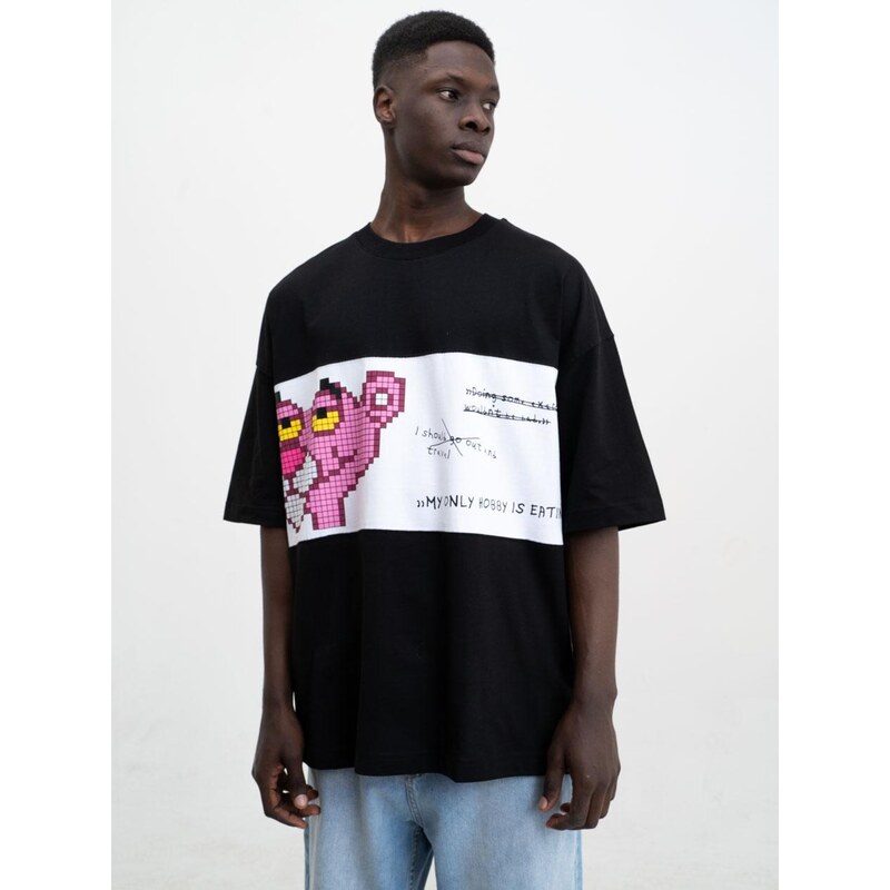 Pánské tričko s krátkým rukávem Oversize Black Machinist Pink