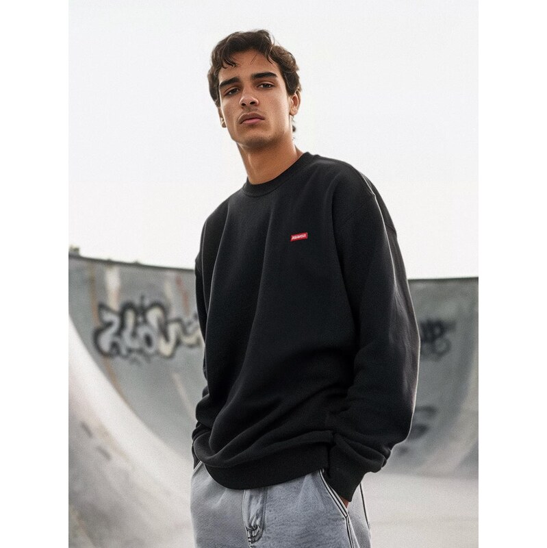 Pánská mikina bez kapuce černá Jigga Wear Stripe Name