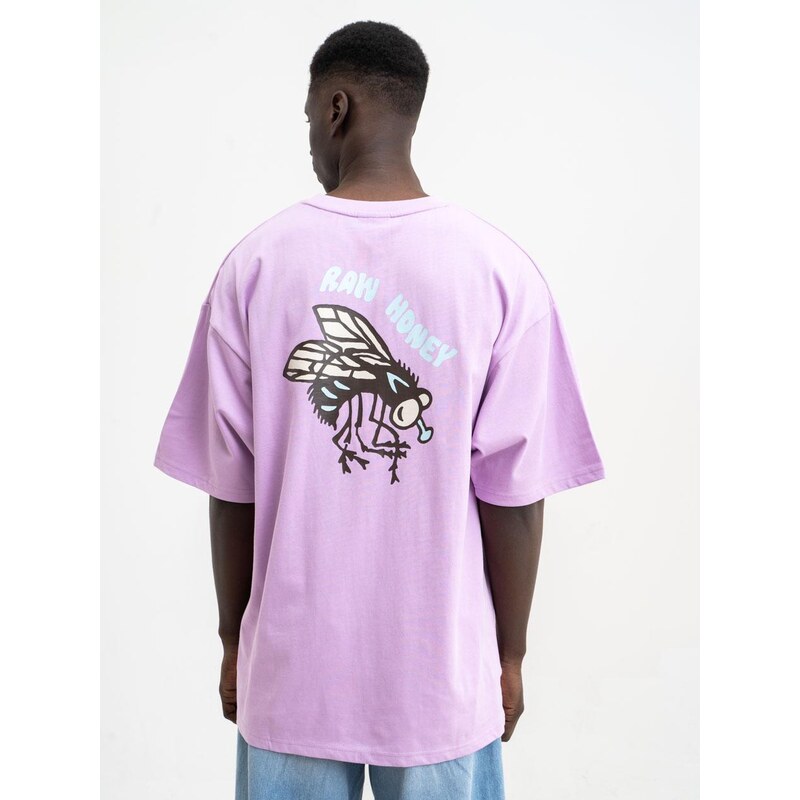 Pánské tričko s krátkým rukávem Oversize Bright Purple Grimey