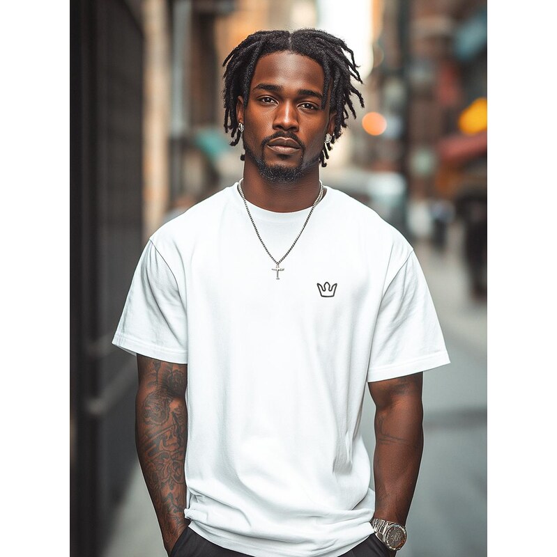 Pánské tričko s krátkým rukávem Oversize T-Shirt White / Black
