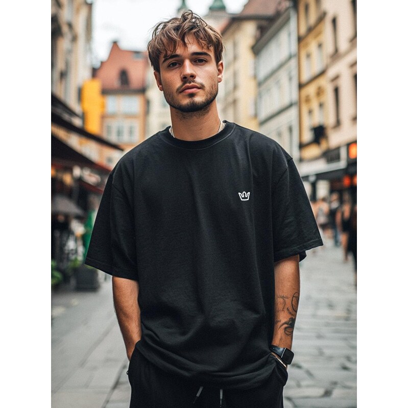 Pánské tričko s krátkým rukávem Oversize černá / bílá Jigga Wear