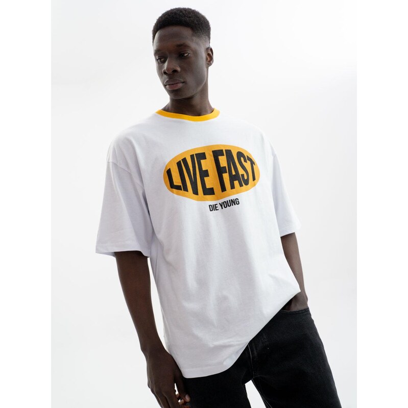 Pánské tričko s krátkým rukávem Oversize White Plus Eighteen