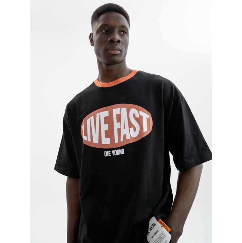 Pánské tričko s krátkým rukávem Oversize Black Plus Eighteen
