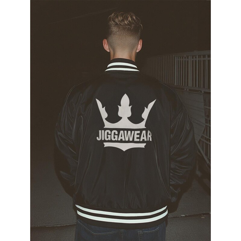 Pánská baseballová bunda Jigga Wear Crown Black/White