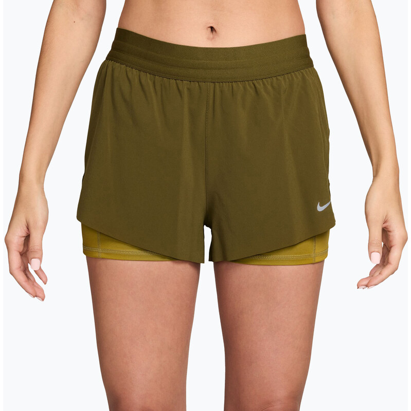 Dámské běžecké šortky Nike Swift Mid-Rise 2in1 Olive Flak/Peat