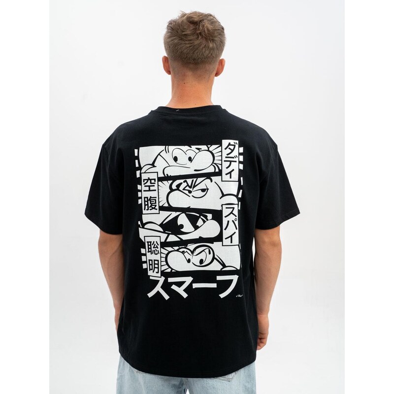 Smerfy Pánské tričko s krátkým rukávem Oversize Black Smurfs