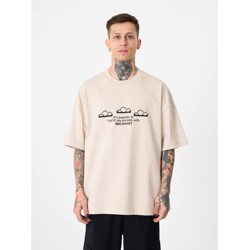 Tričko s krátkým rukávem Oversize Beige Machinist MCH-ROB