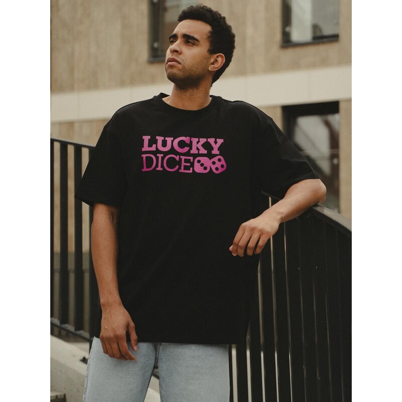 Pánské tričko s krátkým rukávem Oversize Black / Pink Lucky Dice