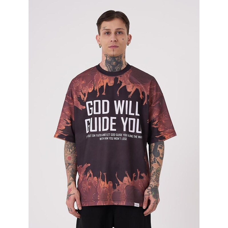 Pánské tričko Oversize s krátkým rukávem černé Machinist God