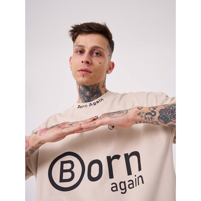 Pánské tričko s krátkým rukávem Oversize Beige Machinist