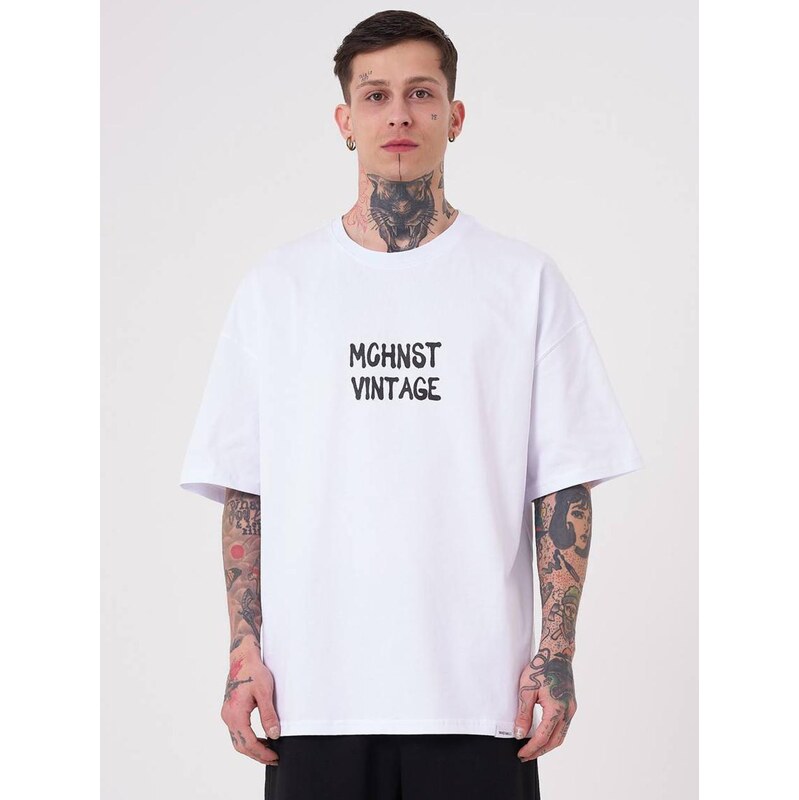 Pánské tričko s krátkým rukávem Oversize White Machinist Vintage