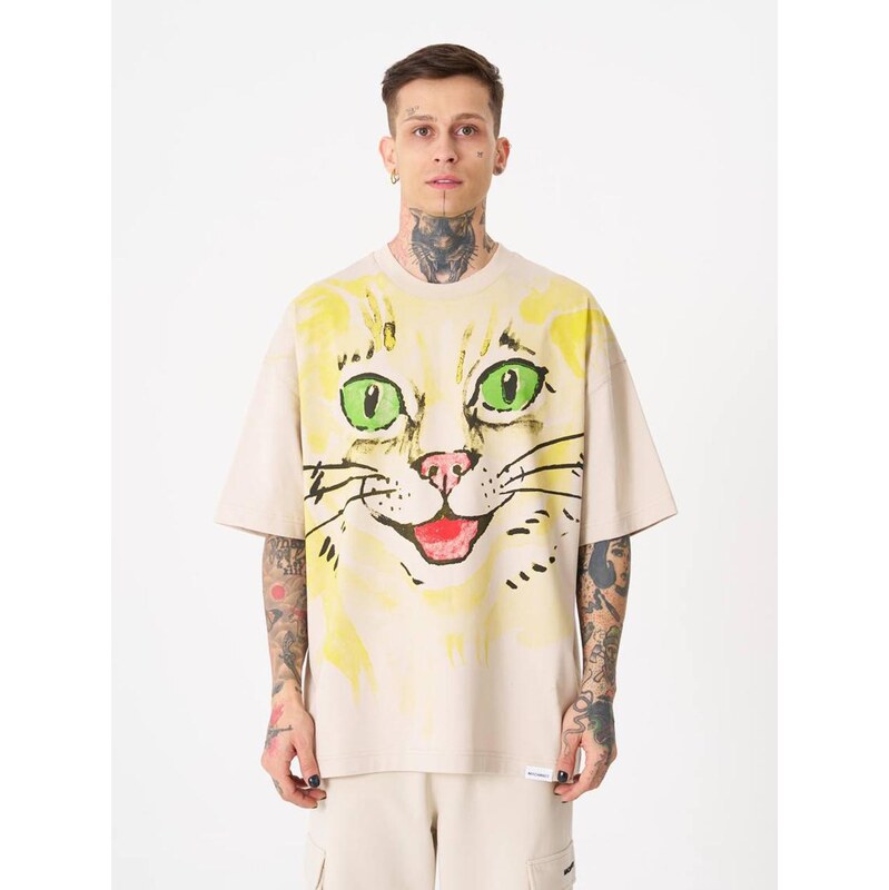 Pánské tričko s krátkým rukávem Oversize Beige Machinist Runaway