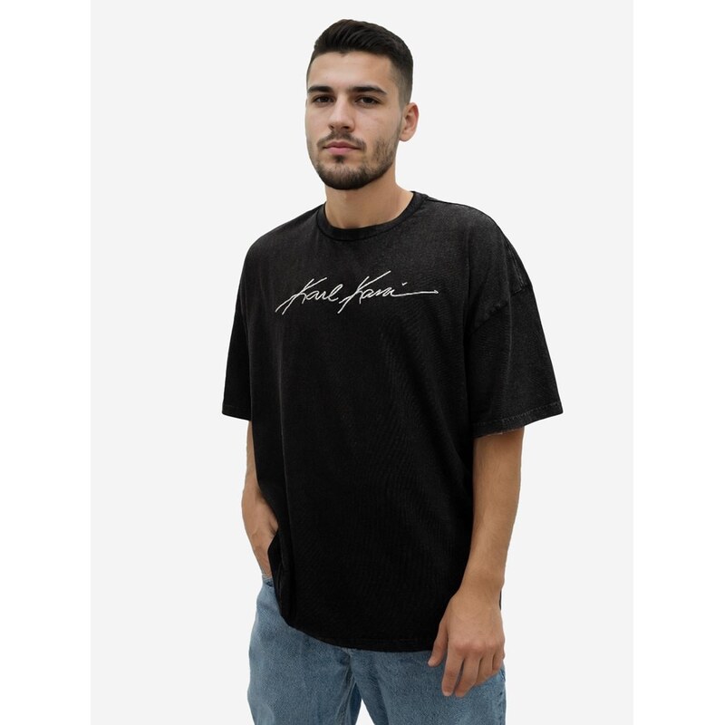 Pánské tričko s krátkým rukávem Black Karl Kani Autograph Washed