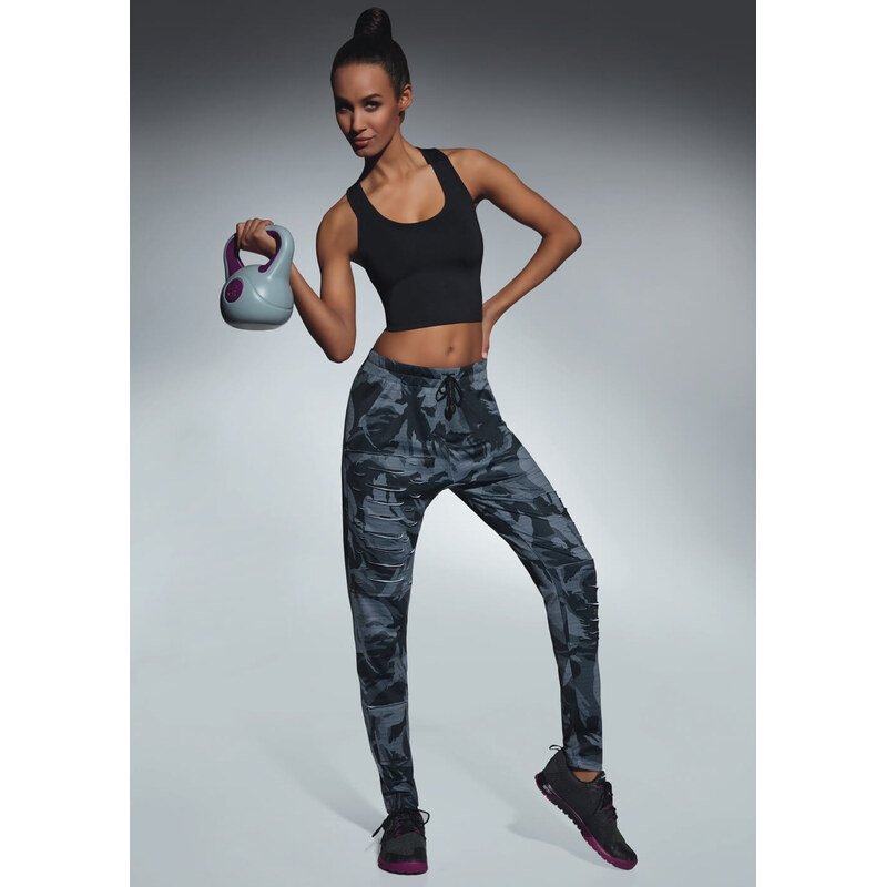 Bas Bleu fitness legíny Yank šedá/tmavě modrá 112443476
