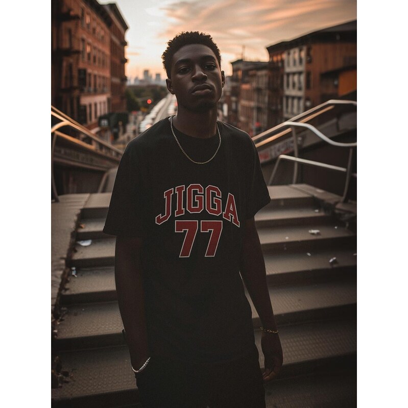 Pánské tričko s krátkým rukávem Oversize Black Jigga Wear 77