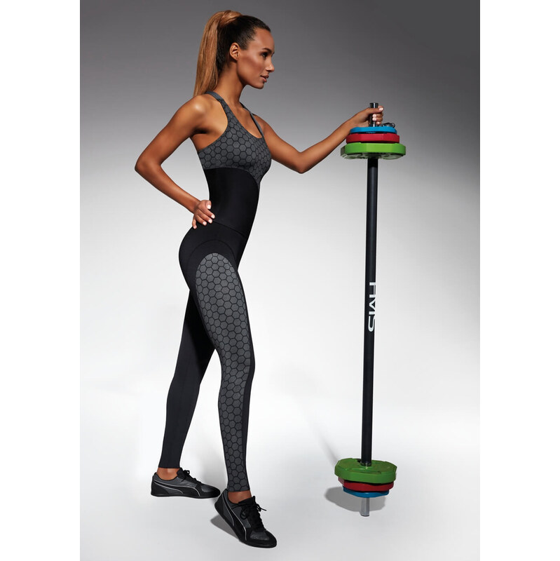 Bas Bleu designové fitness legíny Escape černá/šedá 112443484