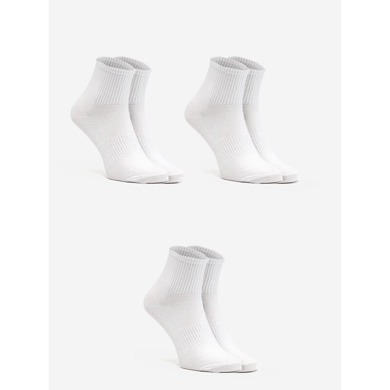 Urban Socks Sada 3 párů pánských krátkých bílých městských
