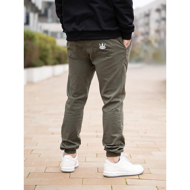 Pánské vojenské zelené kalhoty Jigga Wear Crown Jogger z tkaniny