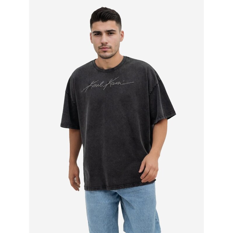 Pánské tričko s krátkým rukávem Black Washed Karl Kani Autograph