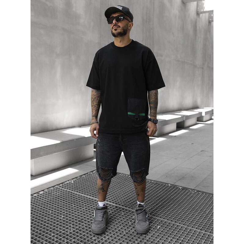 Pánské tričko s krátkým rukávem Oversize Black Island Bottom
