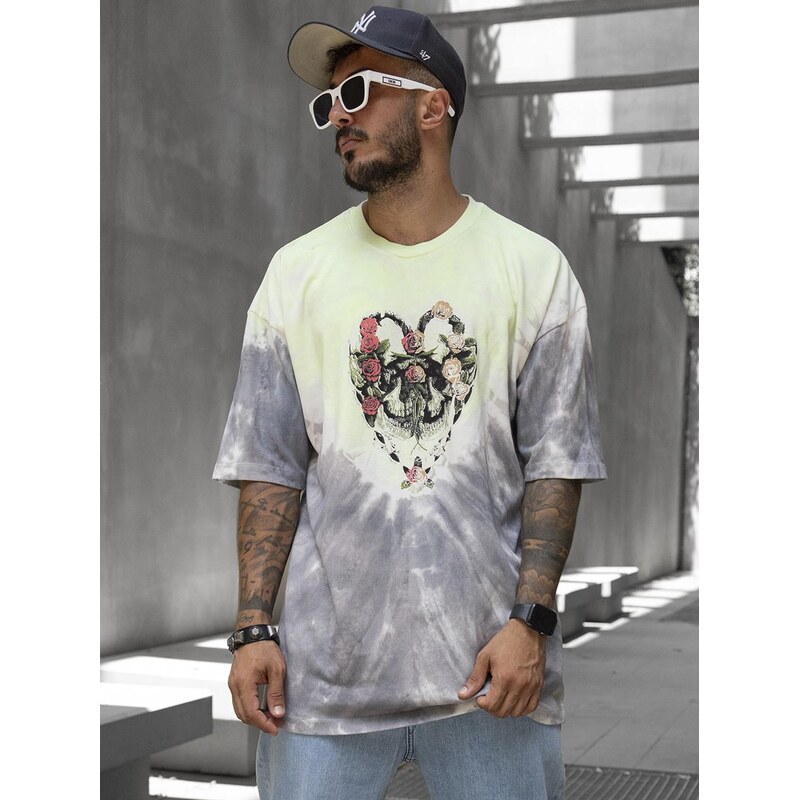 Pánské tričko s krátkým rukávem Oversize Yellow Grey Black