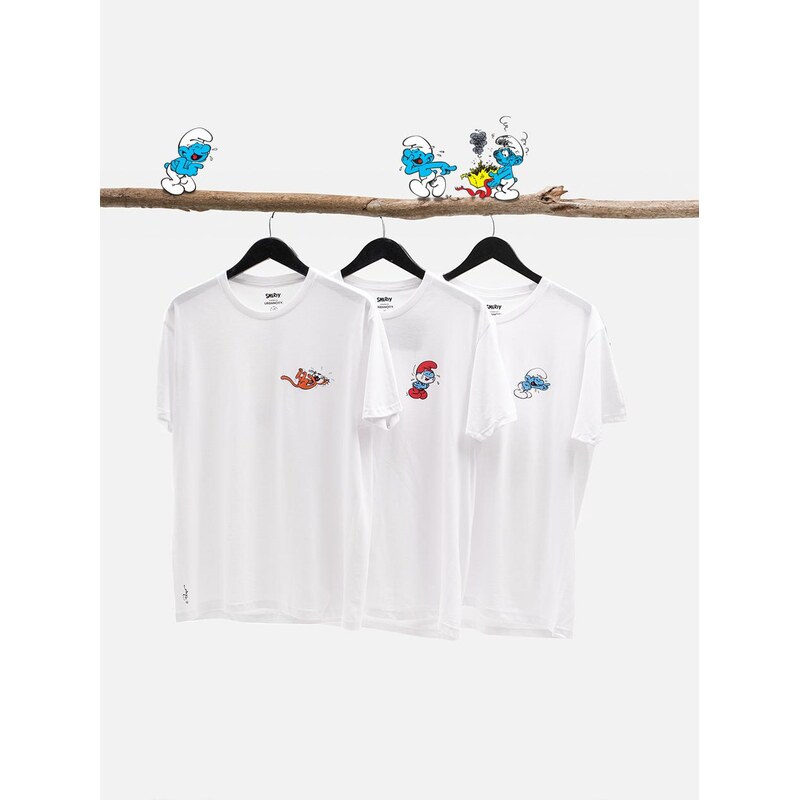 Smerfy Sada 3 pánských triček Whitechy Smurfs Funny T-Shirts