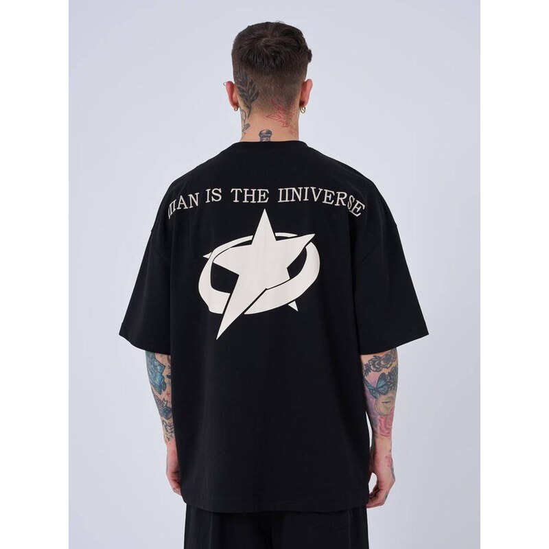 Pánské tričko s krátkým rukávem Oversize Black Machinist Ripped