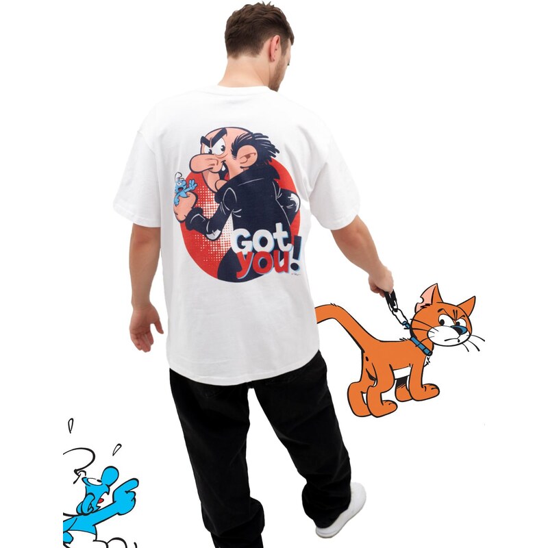 Smerfy Pánské tričko s krátkým rukávem Oversize T-Shirt White
