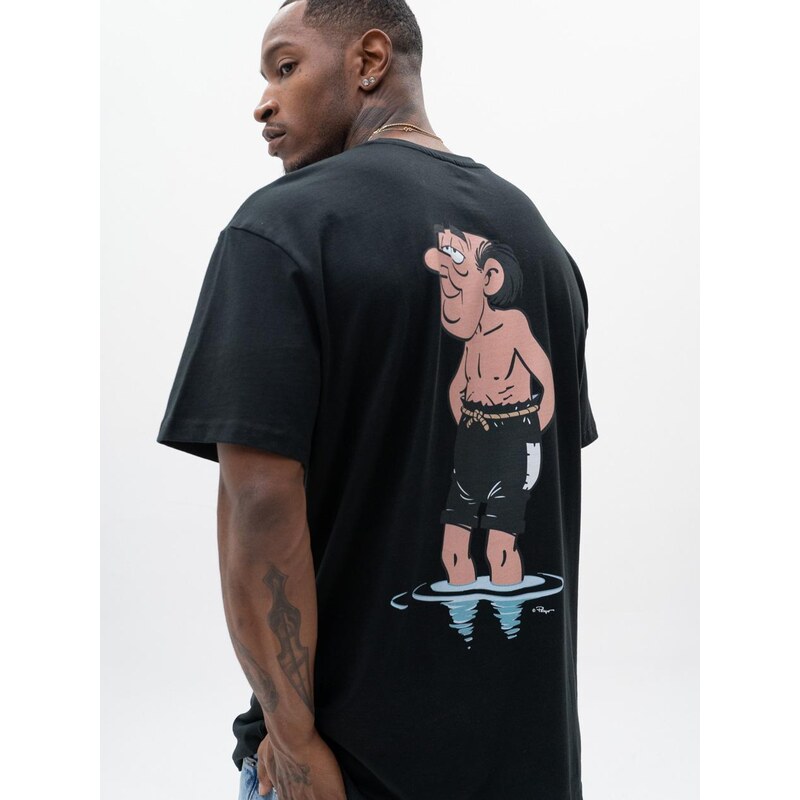 Smerfy Pánské tričko s krátkým rukávem Oversize Black Šmoulové
