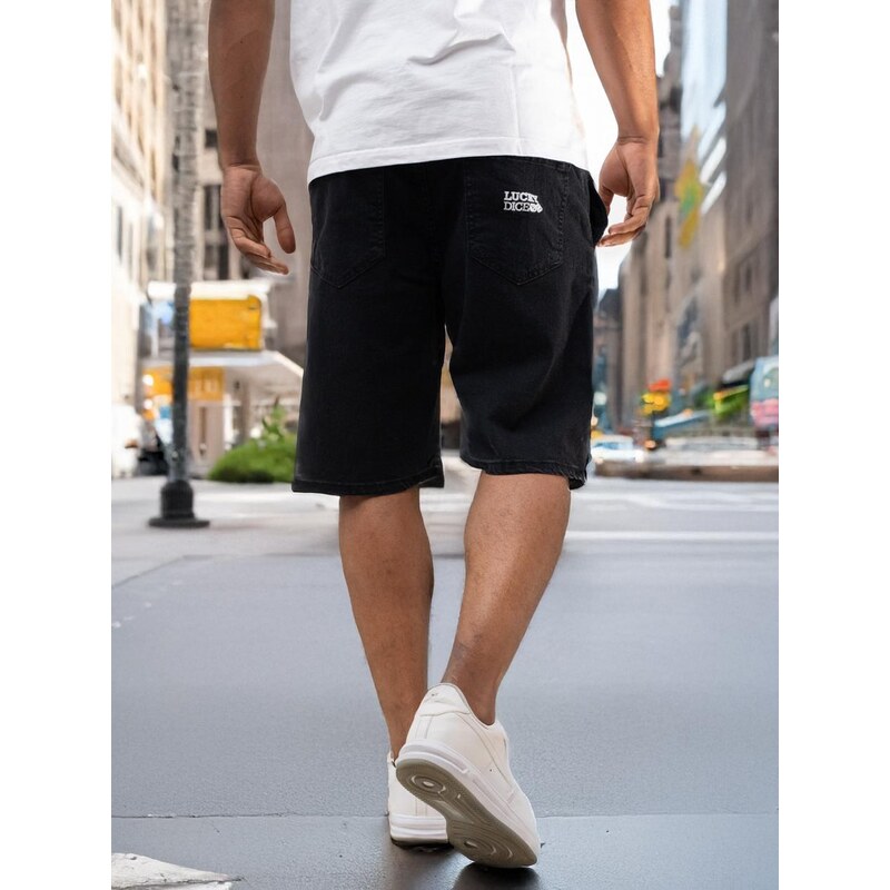 Pánské džíny Baggy Jeans Short Shorts Black/White Lucky Dice LD