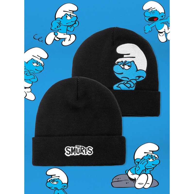 Smerfy Zavinovací zimní čepice Černí šmoulové Postava nájezdníka