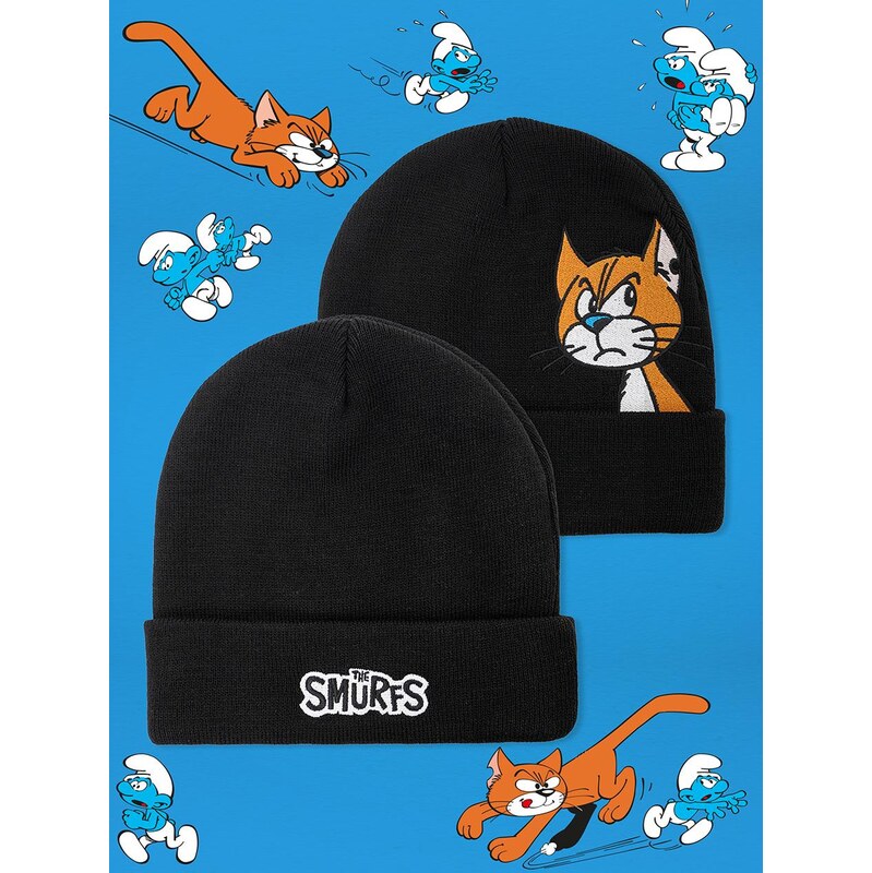 Smerfy Zabalená zimní čepice Black Smurfs Clapper Character