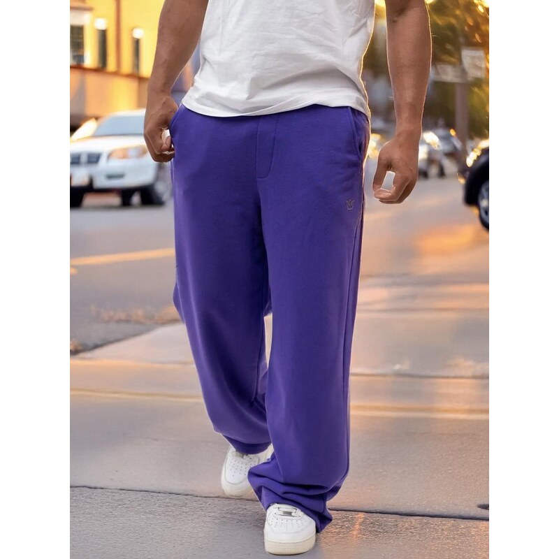 Pánské fialové pytlovité tepláky Jigga Wear Simple Crown