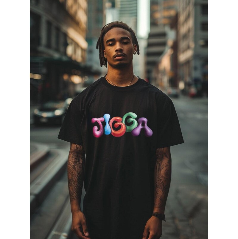 Pánské tričko s krátkým rukávem Oversize Black Jigga Wear
