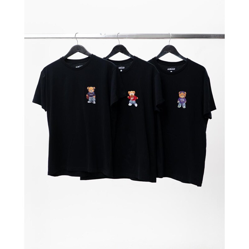 Sada 3 černých triček MyStars Chill Bear