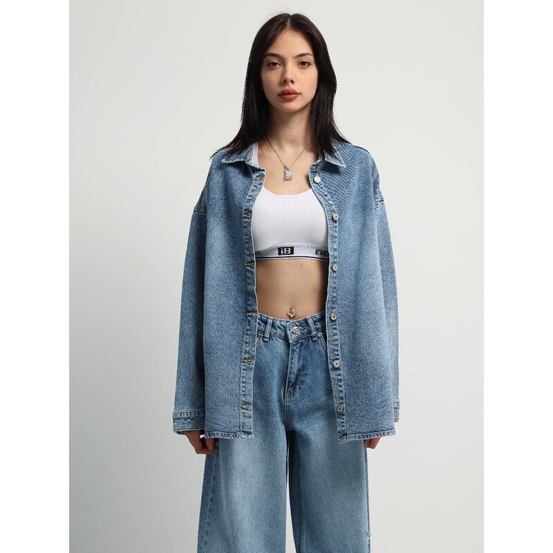 Dámská džínová bunda Oversize Light Blue i8 Denim Classic i8