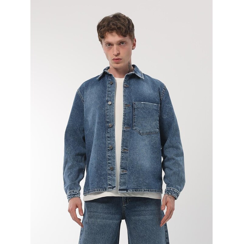 Pánská džínová bunda s lemem Blue i8 Denim One Pocket
