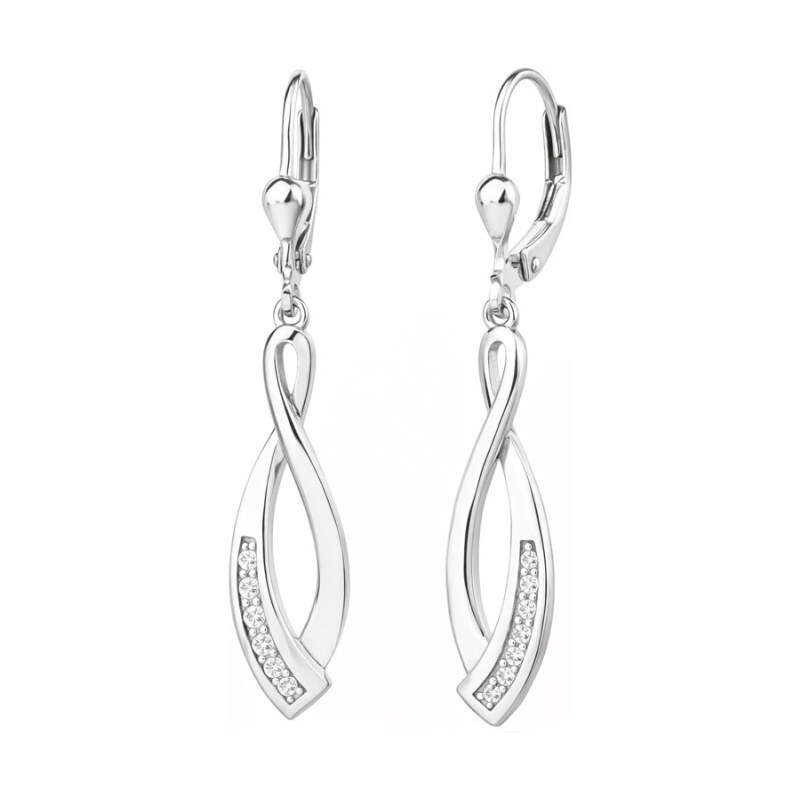 GRACE Silver Jewellery Stříbrné visací náušnice se zirkony Lina